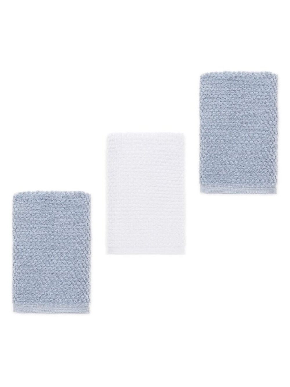 Wild Sage Savannah Quick Dry 90% Cotton HAND TOWELS = 2 Blue Fog + 1 White